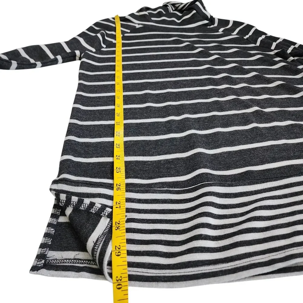 Chicos Zenergy Womens Striped Cowl Neck Tunic Sweater Size Small‎ Heather Gray